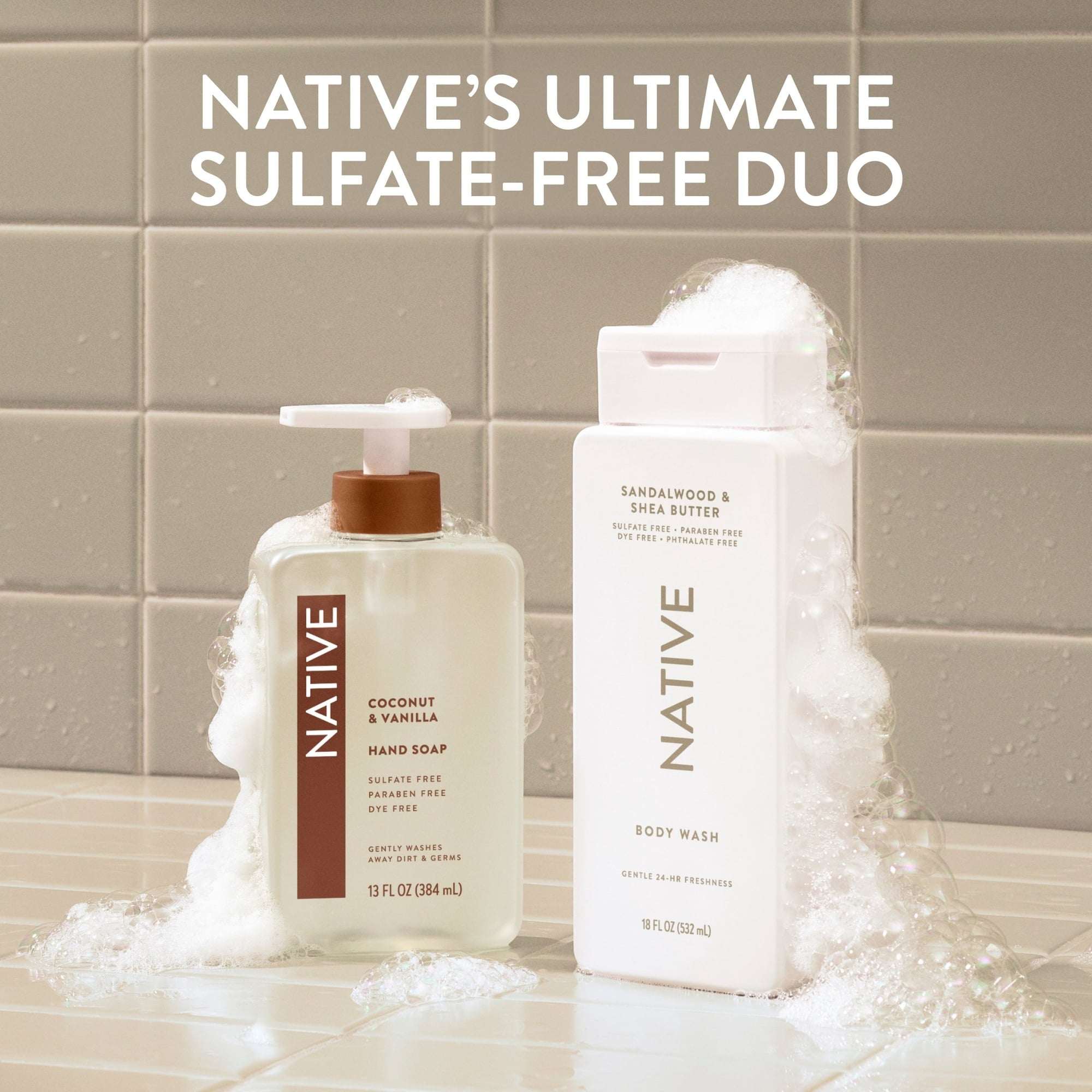 Native Body Wash, Sandalwood & Shea Butter, Sulfate Free, for Women & Men, 18 fl oz