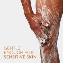 Foam-covered arm with body wash lather, Native gentle cleansing