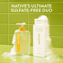 Body wash duo bottles with pump and foam, aloe and green tea labels on display