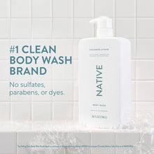 Body wash bottle with #1 clean message and no sulfates, parabens, or dyes