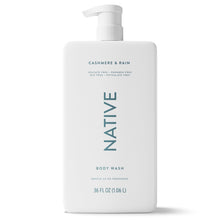 White body wash bottle with pump, Cashmere & Rain label