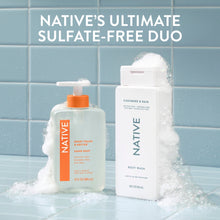 Sulfate-free body wash duo with pump bottles and white foamy lather
