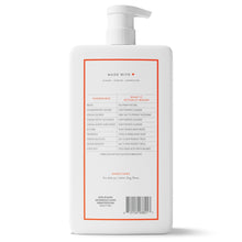 Body wash bottle back label with ingredient and directions panel, 36 fl oz