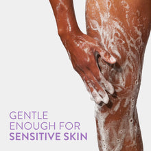 Foamy body wash suds covering an arm, with bubbles and lather