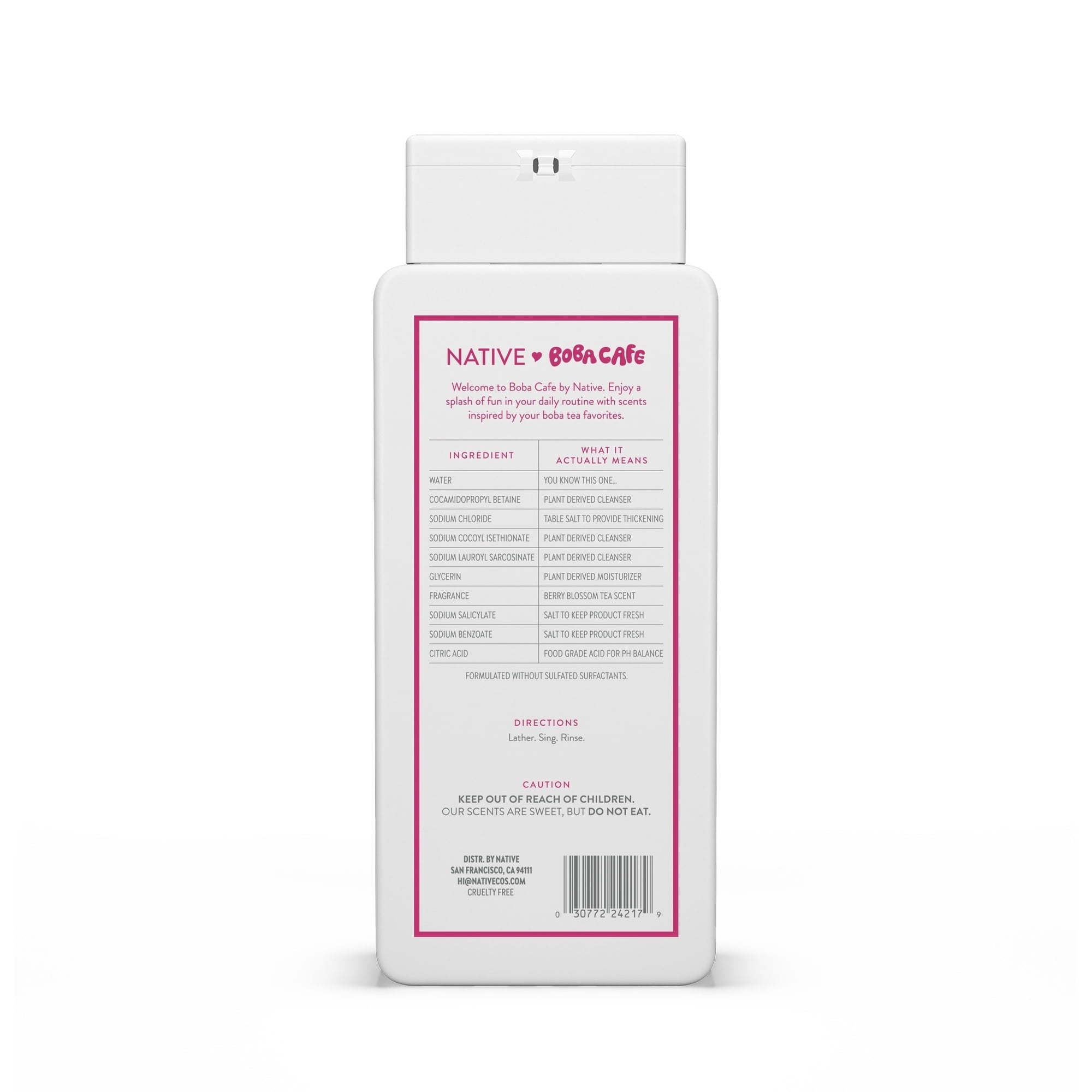 Native Body Wash, Limited Edition Berry Blossom Tea, Sulfate Free Body Wash for Women & Men, Boba Café, 18 fl oz