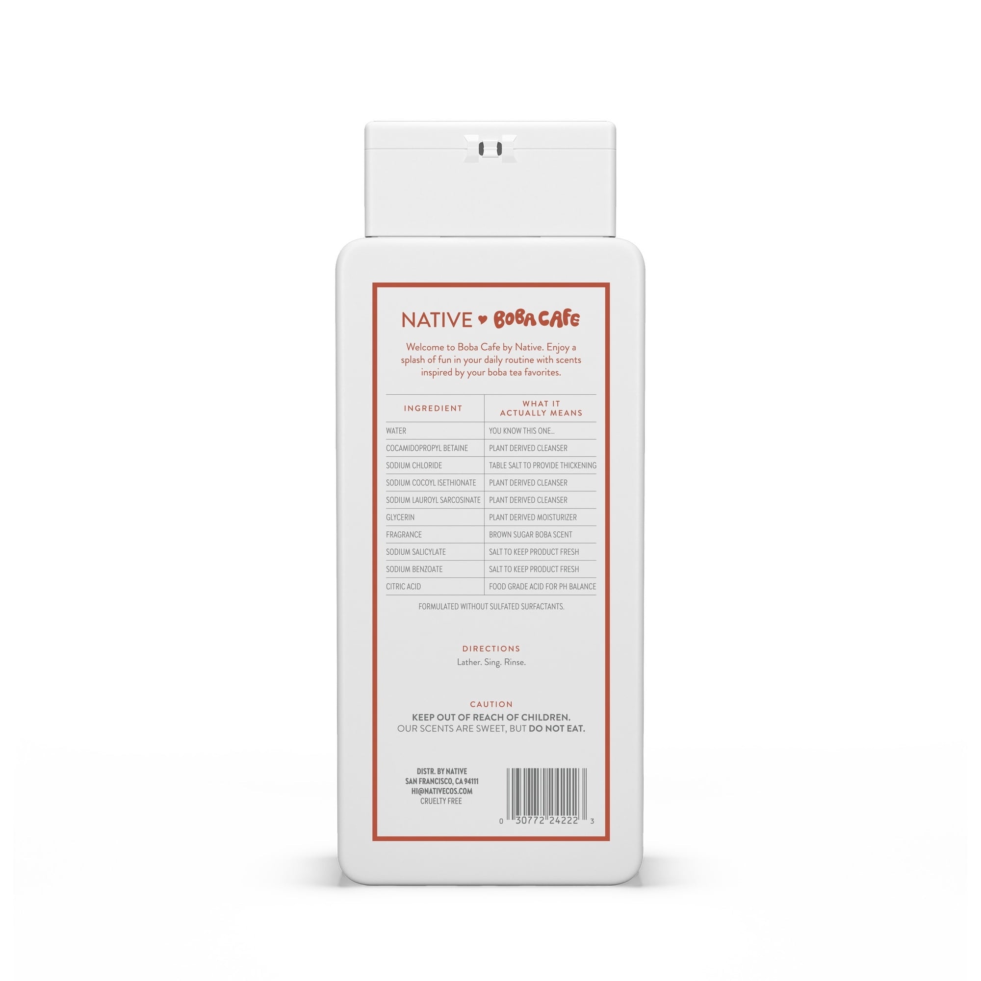 Native Body Wash, Limited Edition Brown Sugar Boba, Sulfate Free Body Wash for Women & Men, Boba Café, 18 fl oz