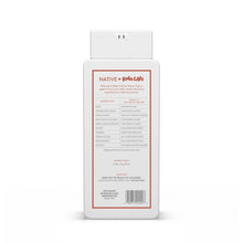 Body wash bottle back panel showing ingredients and directions text with barcode