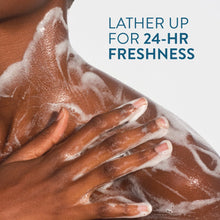 Hand covered in rich body wash lather foam
