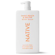 Sulfate-free body wash bottle with pump, sweet peach & nectar label