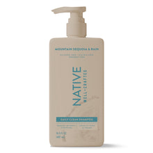 Beige Native daily clean shampoo bottle with pump, Mountain Sequoia & Rain