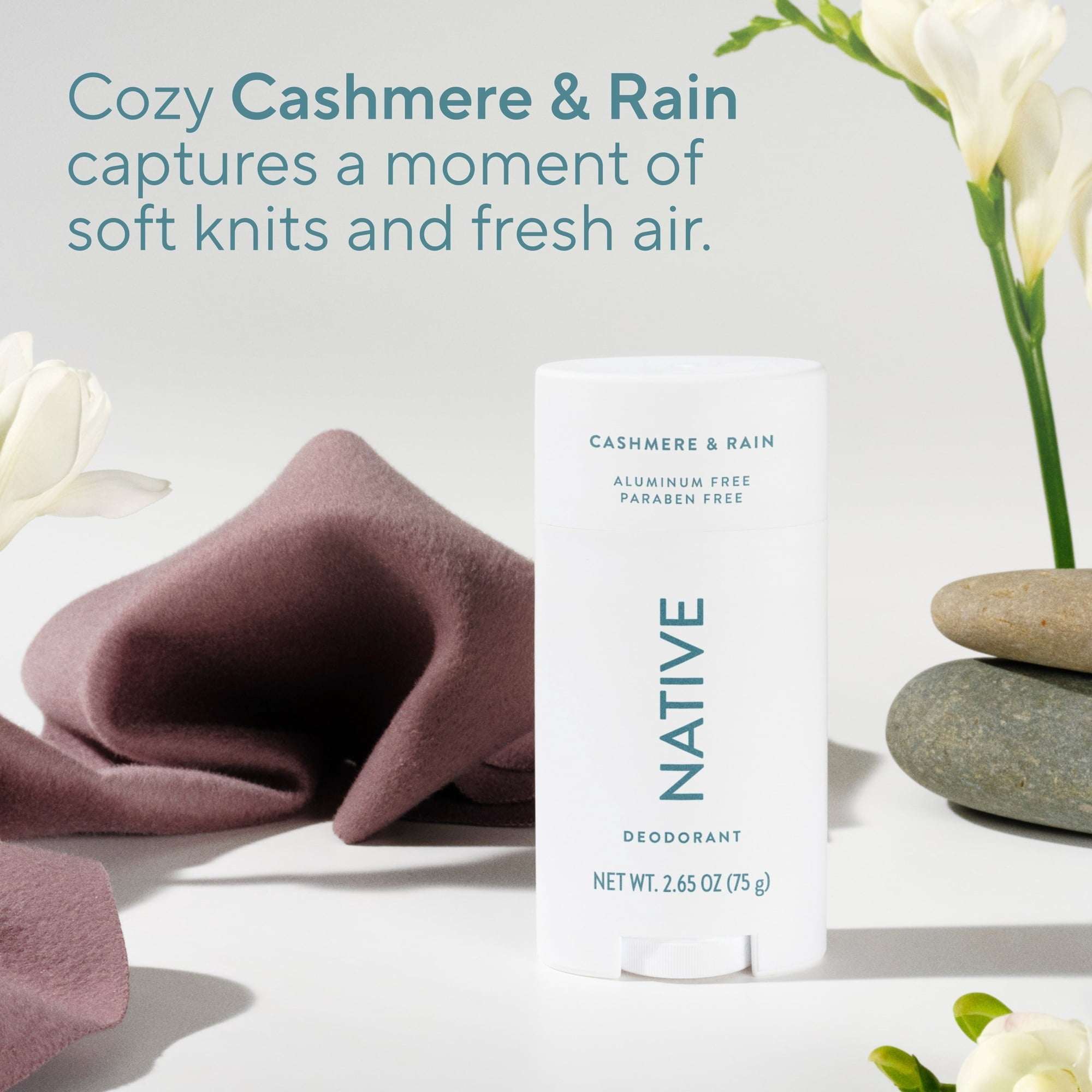 Native Deodorant, Aluminum Free, Cashmere & Rain, for Women and Men, 2.65 oz