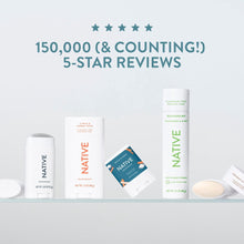 Assortment of Native deodorant products, including stick containers and a deodorant sheet pack