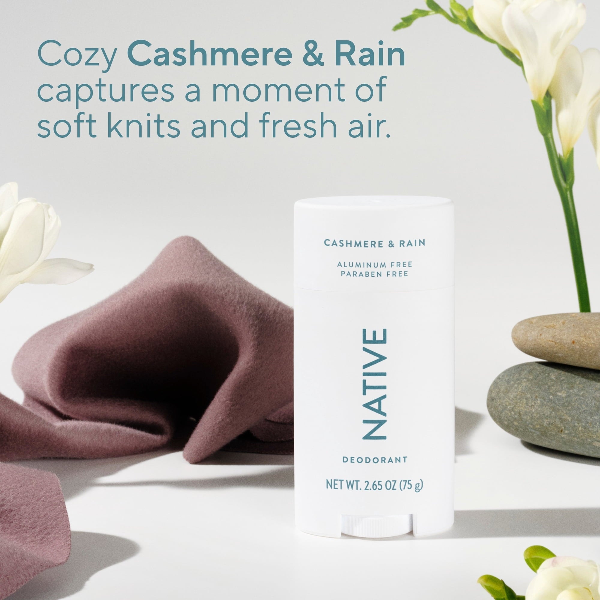 Native Deodorant, Aluminum Free, Cashmere & Rain, for Women and Men, 2.65 oz