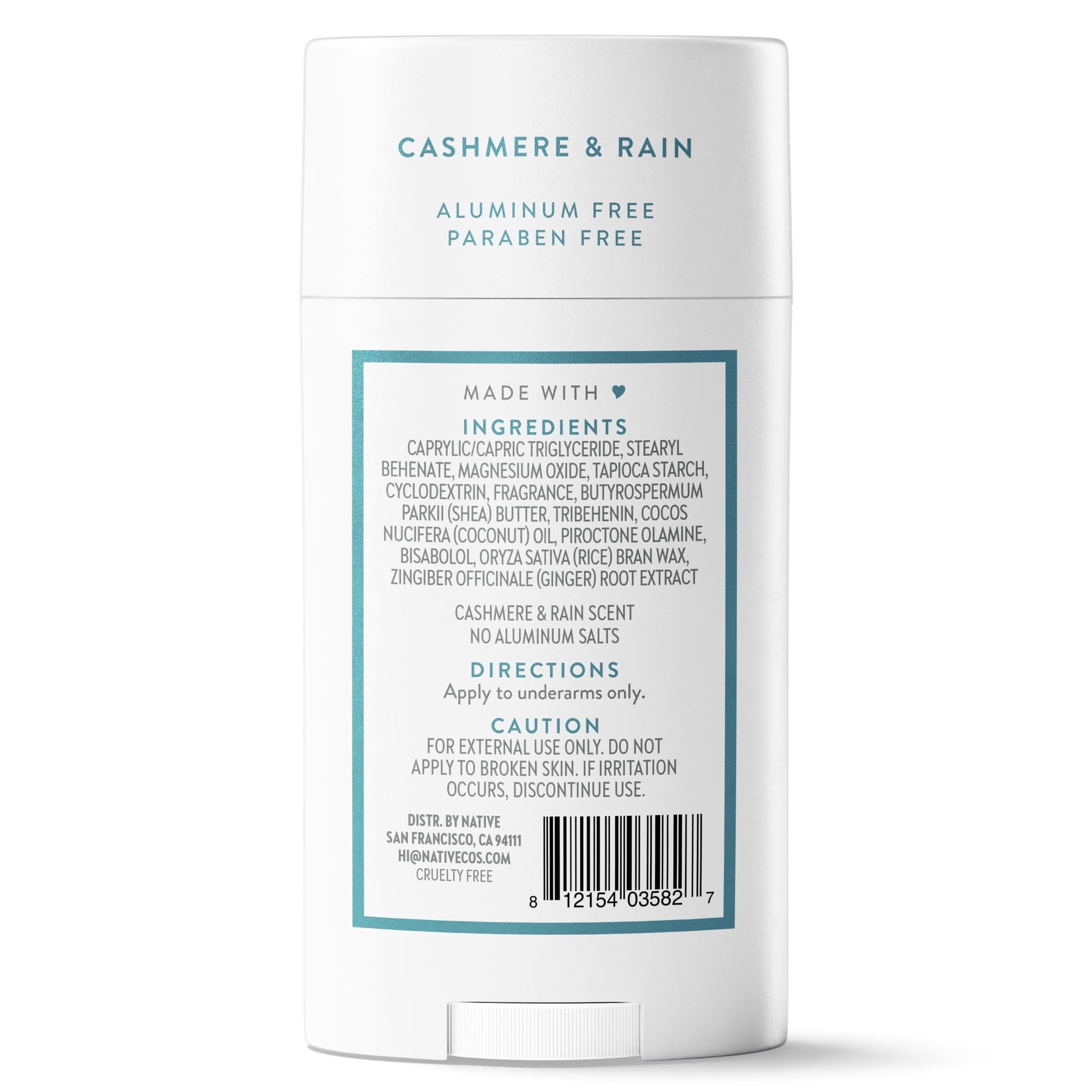 Native Deodorant, Aluminum Free, Cashmere & Rain, for Women and Men, 2.65 oz