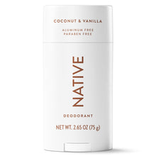 Aluminum-free deodorant stick, Coconut & Vanilla, white tube with silver cap