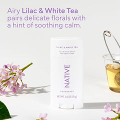 Native Deodorant, Aluminum Free, Lilac & White Tea, for Women and Men, 2.65 oz