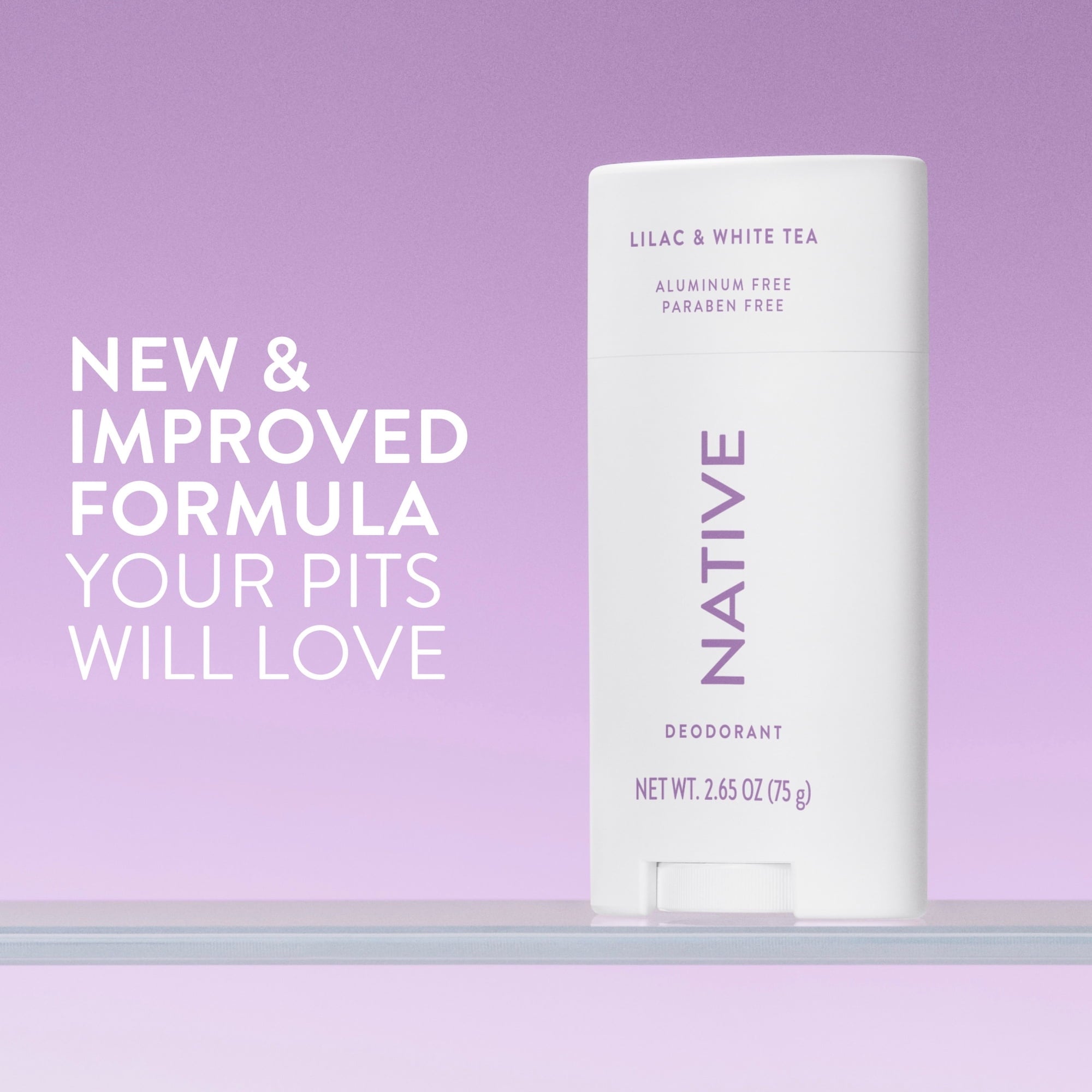 Native Deodorant, Aluminum Free, Lilac & White Tea, for Women and Men, 2.65 oz