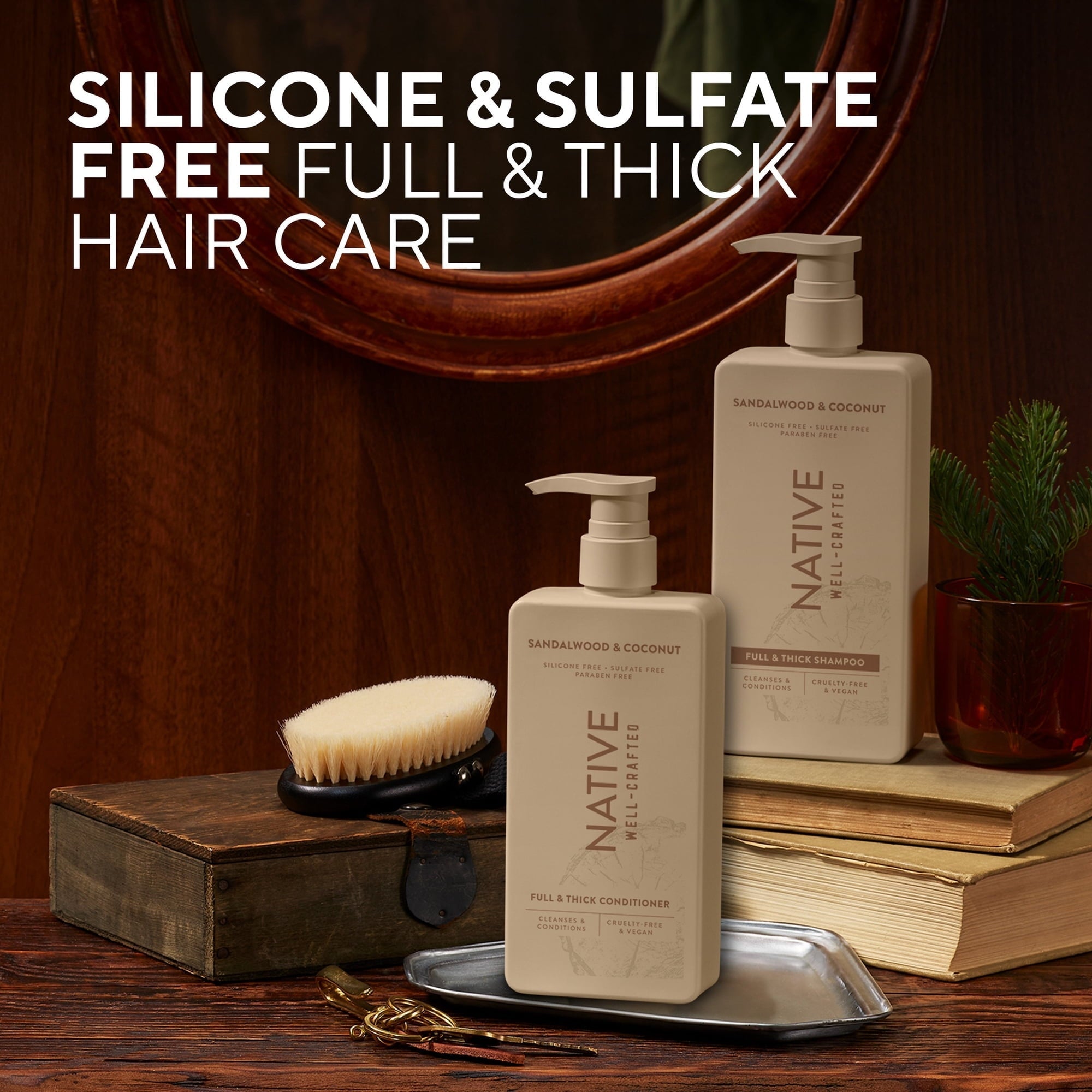 Native Full & Thick Men's Shampoo, Silicone and Sulfate Free, Sandalwood & Coconut, 16.5 fl oz (PACK OF 3 )