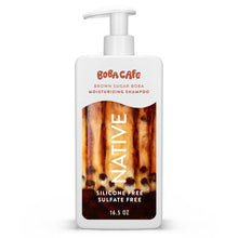 BoBaCafe Brown Sugar Boba moisturizing shampoo bottle with white pump, 16.5 oz