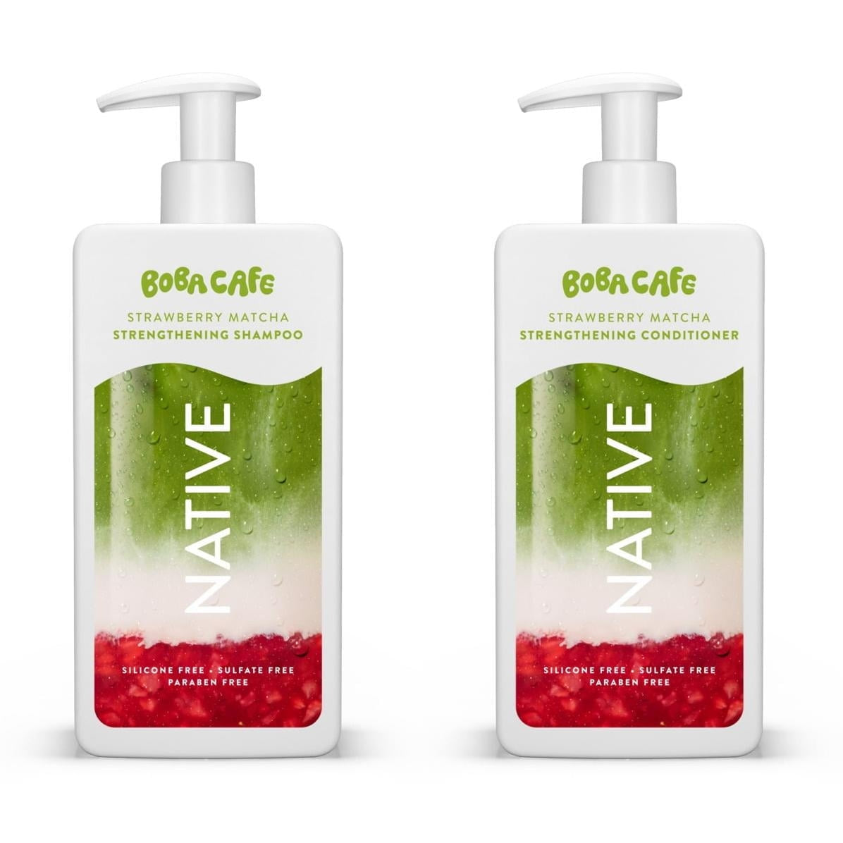 Native Limited Edition Strawberry Matcha Boba Shampoo and Conditioner Regimen