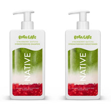 Haircare duo: strawberry matcha strengthening shampoo & conditioner pump bottles