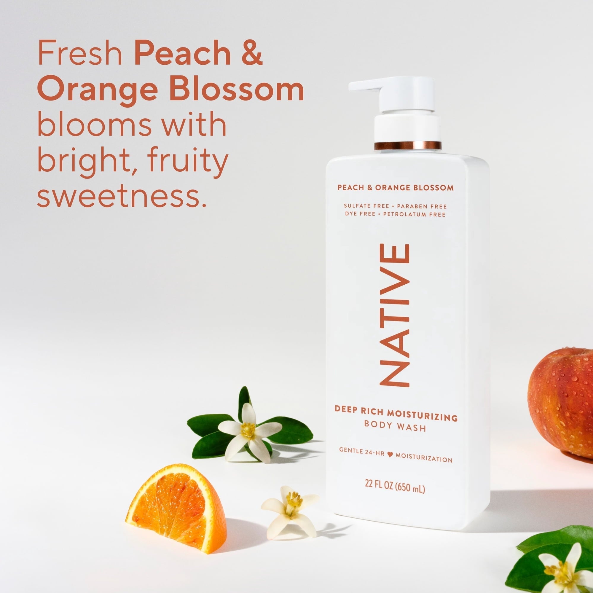 Native Moisturizing Body Wash Peach & Orange Blossom, 22 fl oz