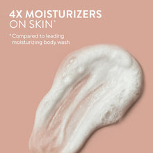 Thick creamy white body wash lather swatch, smooth and dense texture.