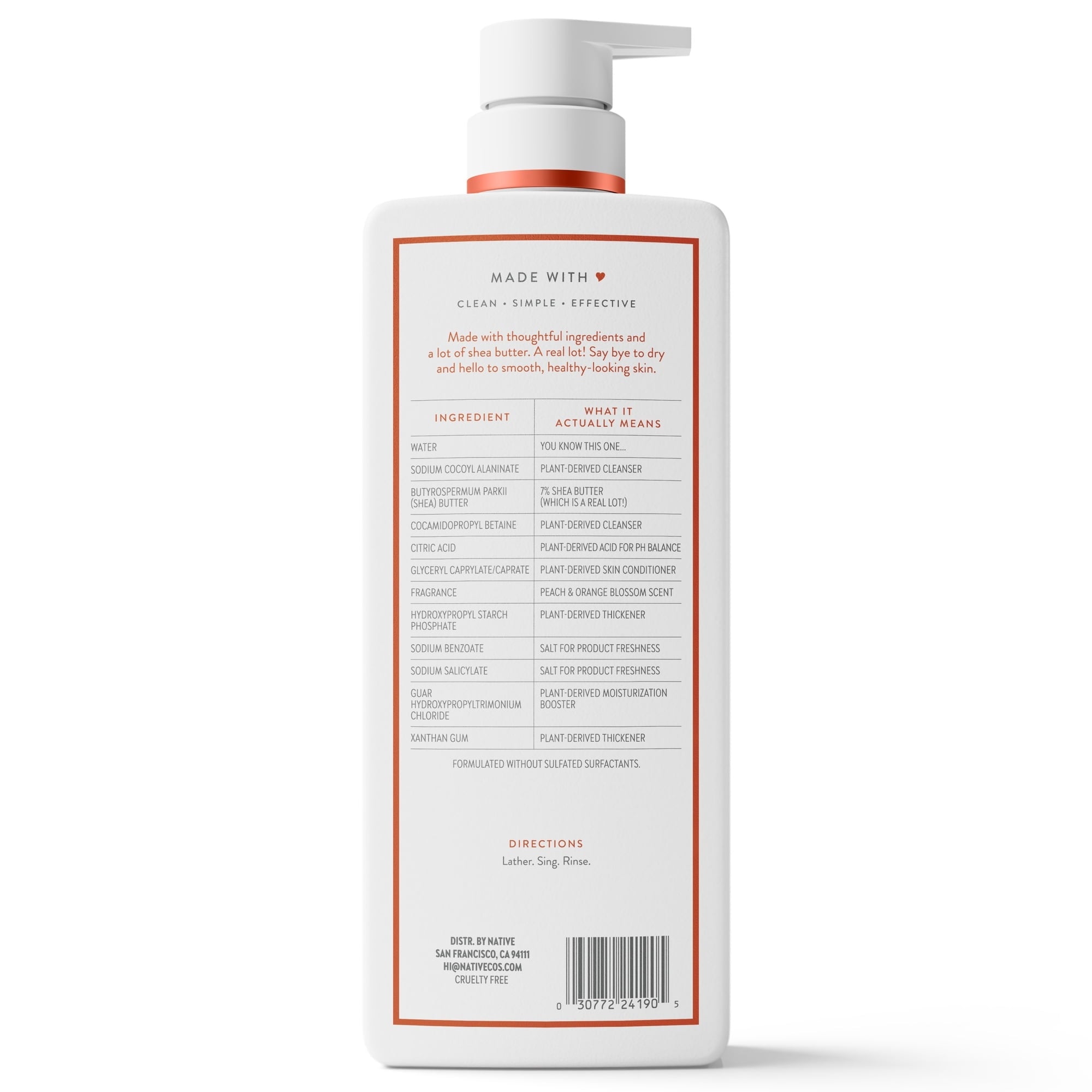 Native Moisturizing Body Wash Peach & Orange Blossom, 22 fl oz