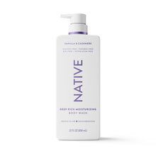 Moisturizing body wash bottle with pump, Vanilla & Cashmere front label, 22 FL OZ