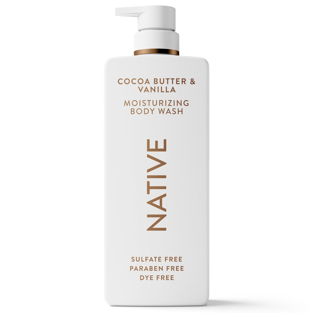 Native Moisturizing Body Wash, Cocoa Butter & Vanilla, Sulfate Free, 24hr Moisturization with Shea Butter, for Women & Men for Dry Skin, 22 fl oz