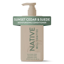 Native Sunset Cedar & Suede moisturizing conditioner bottle with pump, front view