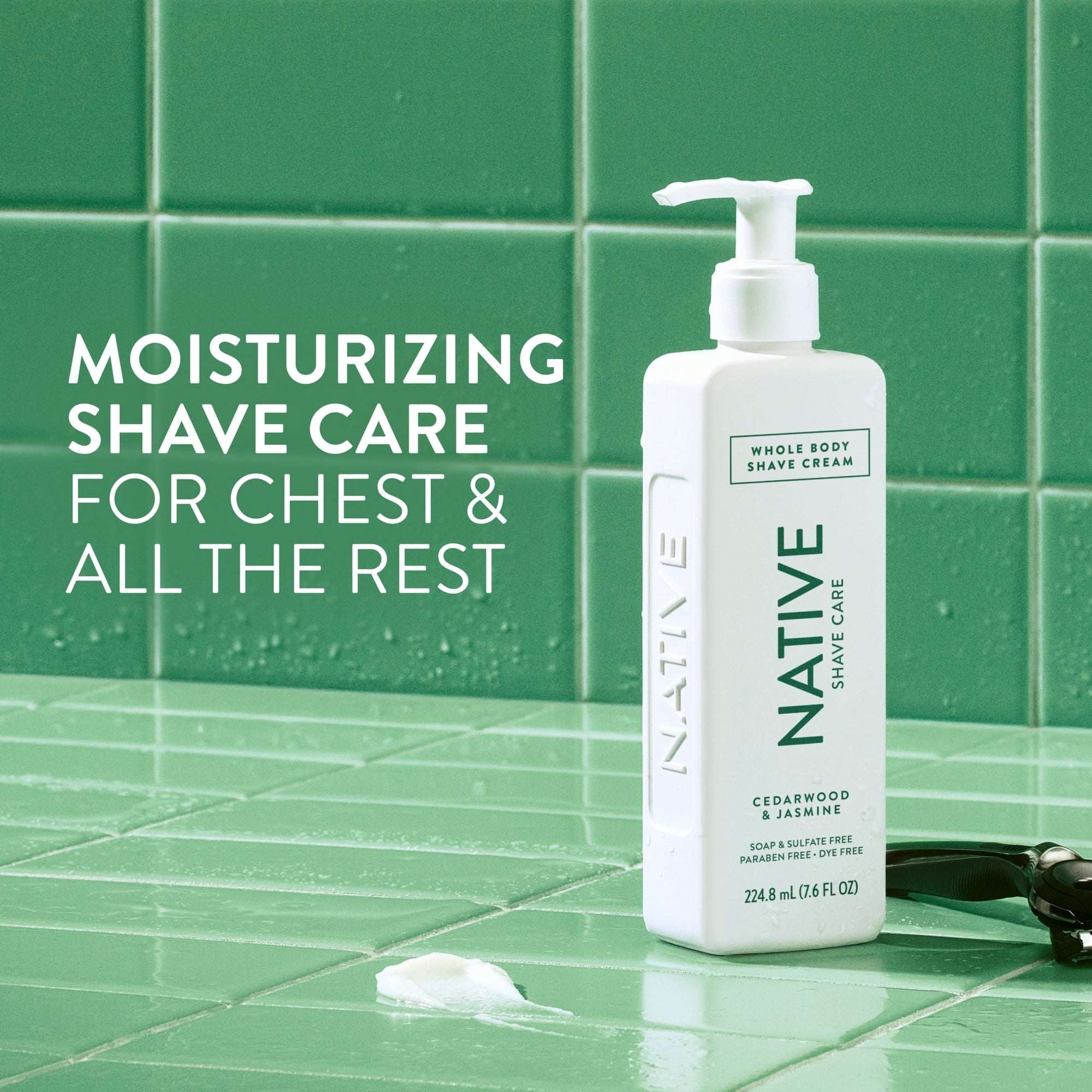 Native Shave Cream for Face & Body, Cedarwood & Jasmine 7.6 fl oz