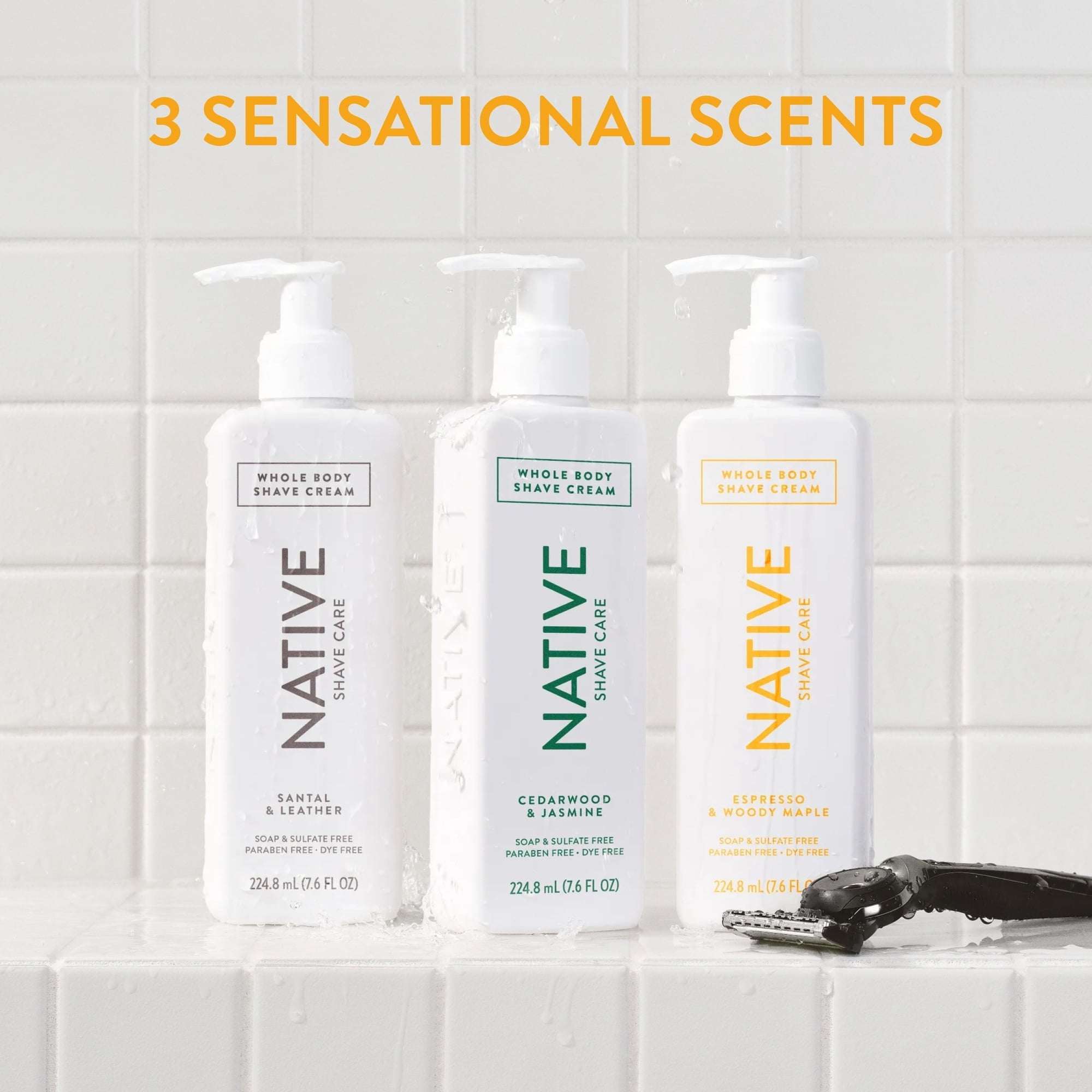 Native Shave Cream for Face & Body, Espresso & Woody Maple 7.6 fl oz