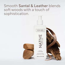 Shave cream bottle with pump, surrounded by wood pieces for scent theme