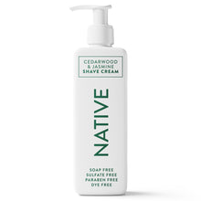 Native cedarwood and jasmine shave cream bottle with pump