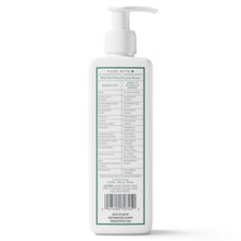 Native shave cream bottle with pump, back label view