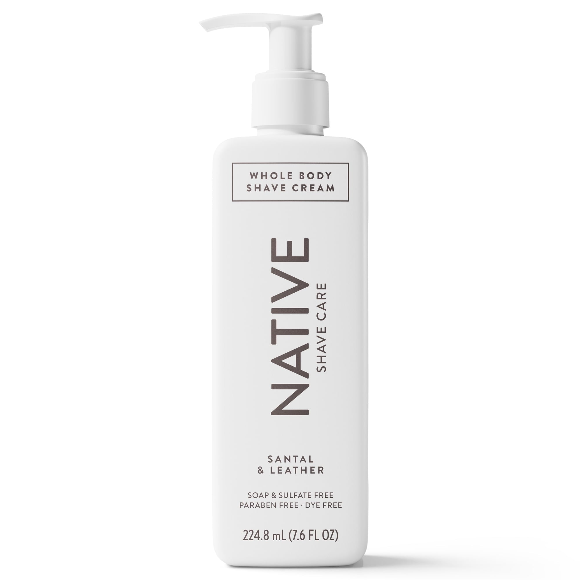 Native Shave Cream for Face & Body, Santal & Leather 7.6 fl oz