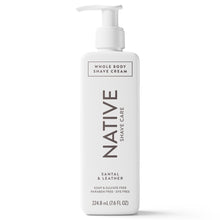 Native Whole Body Shave Cream pump bottle, Santal & leather, 7.6 fl oz