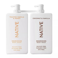 Nourishing body wash twin pack, coconut & vanilla and toasted vanilla & honey, pumps