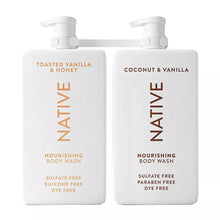 Nourishing body wash 2-pack, toasted vanilla & honey and coconut & vanilla bottles
