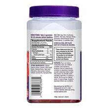 Melatonin gummies bottle back label with barcode and directions