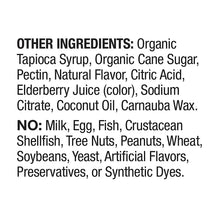 Ingredients text: organic tapioca syrup, cane sugar, pectin, citric acid, elderberry juice