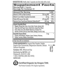 Natrol JuiceFestiv supplement facts and certified organic seal on bottle label