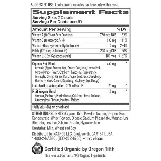Natrol JuiceFestiv Daily Fruit & Veggie, 240 Capsules