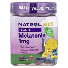 Natrol Kids Melatonin 1 mg raspberry gummy bottle, front label