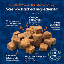 Pile of supplement bites for daily multi-vitamin all-in-one, vet-formulated graphic