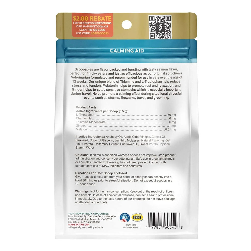 NaturVet Scoopables Quiet Moments Calming Aid Supplements for Cats, Salmon Flavor, 5.5oz, 2-pack - USA MEGA SHOP