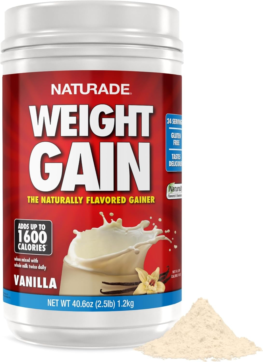 Naturade Weight Gain Nutrition Drink Mix for Healthy Weight Support, Balanced Calories with Protein, Vitamins & Minerals, Vanilla - 20.3 oz