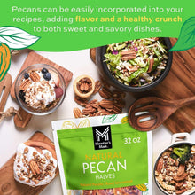 Natural pecan halves pouch, 32 oz, green bag with front label