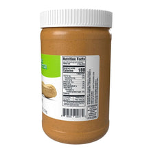 Naturally More organic creamy peanut butter jar with Nutrition Facts panel